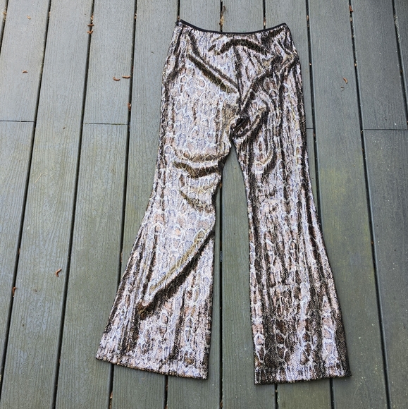 Anthropologie Sequin Snake Python Wide Leg Pants - Picture 12 of 13